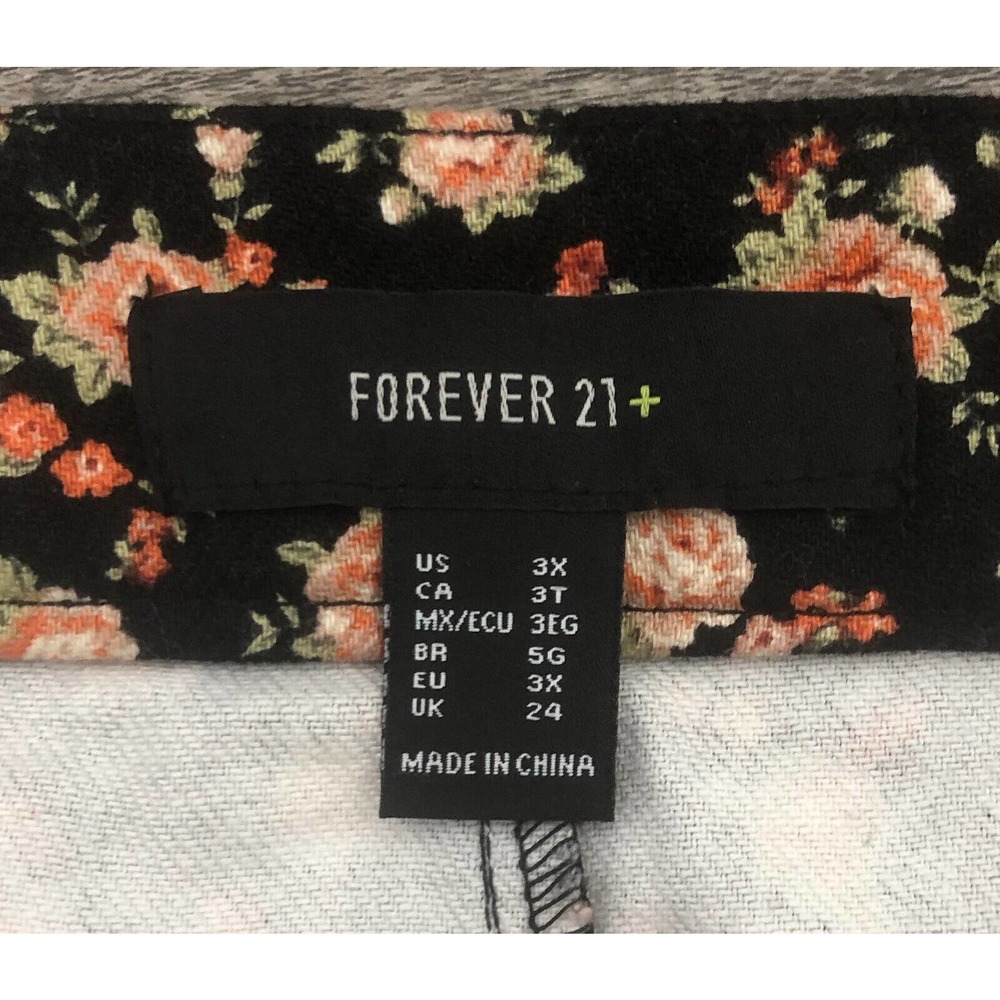 Forever 21 Black & Pink Rose Sz 3X Skirt Denim Mini Cover Up Plus Size Vacay E2 - Picture 4 of 10